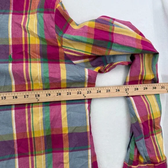 Ralph Lauren Shirt Mens L Multicolor Colorful Madras Plaid Pony Custom Fit - Picture 4 of 9
